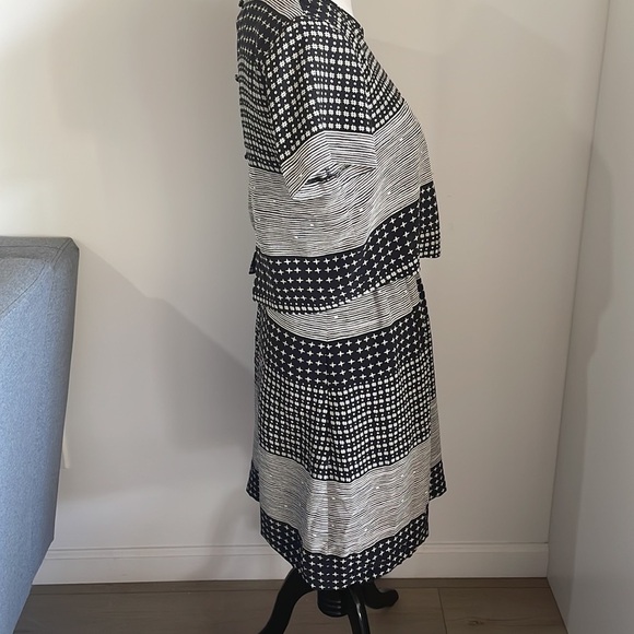 Madewell black and white mixed printed keyhole back dress - Picture 5 of 9